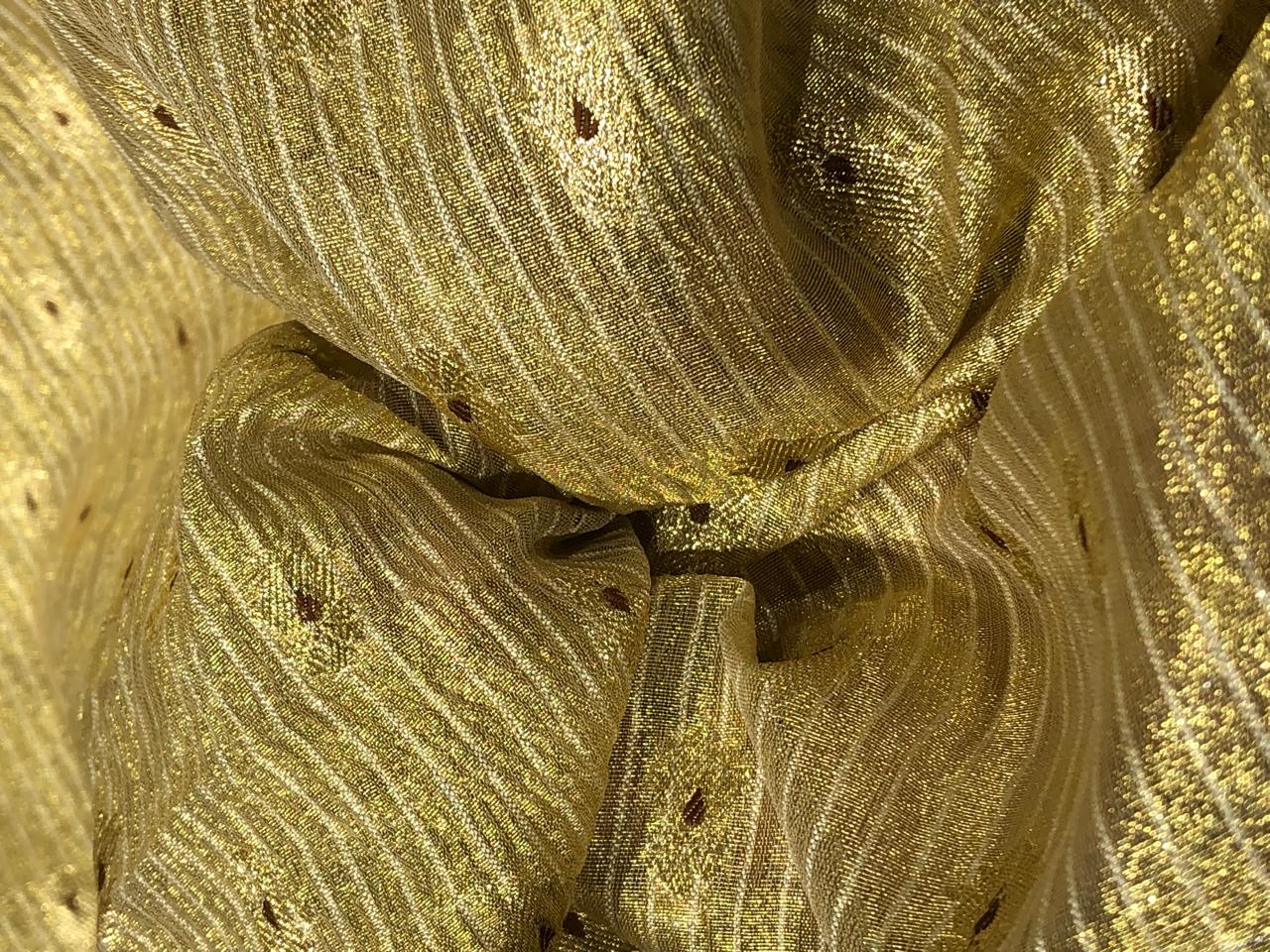 Tissue Crushed sheer mina MOTIF jacquard fabric 44"wide available in 3 colors gold, silver gold and silver grey[18254/55/56/57]