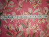 100% Linen watermelon pink with pastel yellow green  Floral Print Fabric 44" wide [15423]