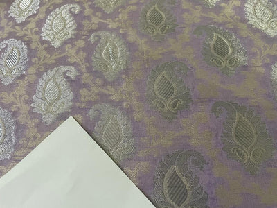 SILK BROCADE ORGANZA JACQUARD FABRIC with METALLIC SILVER paisley 44" available in 2 colors [lavender and green][4545/46]