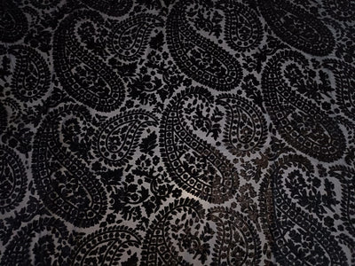 Black Devore Polyester Viscose Burnout Velvet fabric ~ 44&quot; wide [9851]