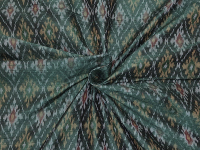 100% pure silk dupion ikat fabric green color 44" wide available in 2 combinations[18473/74]