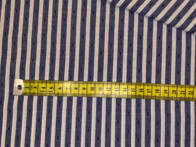 100% Cotton Poplin denim blue color dobby stripe  53" wide [18486]