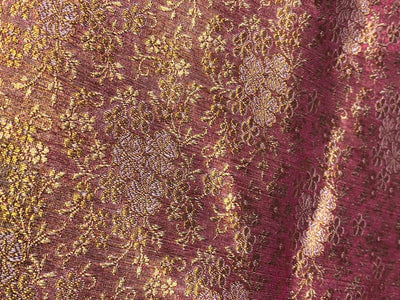 Silk Brocade fabric 44" two tone pink x gold floral  jacquard BRO1046[3]