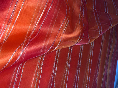 Silk organza fancy rope stripes fabric 44" wide [15608/09]available in 2 colors orange and blue