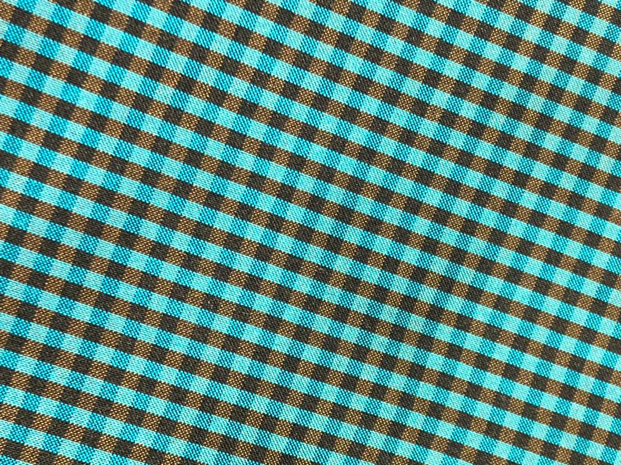 100% silk dupion  Plaids fabric teal blue and mustard gold  DUPNEWC30[2]