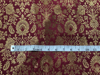 Silk Brocade fabric 44" with metallic gold jacquard available in 3 colors bright pink, black and burgundy [BRO1059]