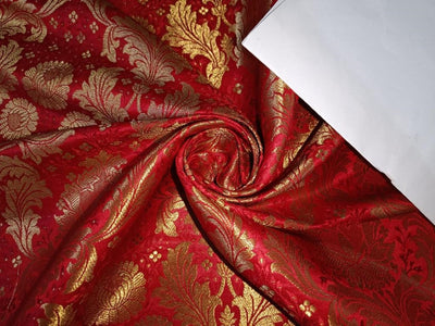 Silk Brocade Fabric RED x metallic gold color 44" wide BRO709[5]