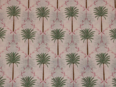 100% Cotton Poplin ivory with palm tree motifs 53" wide [18490]