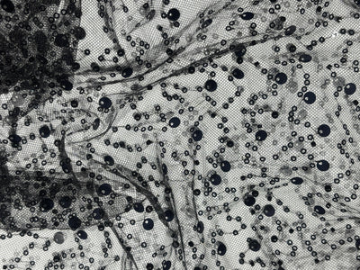 NET fabric  With self color  sequins and  pearls available in 2 colors black and white [17760/61]