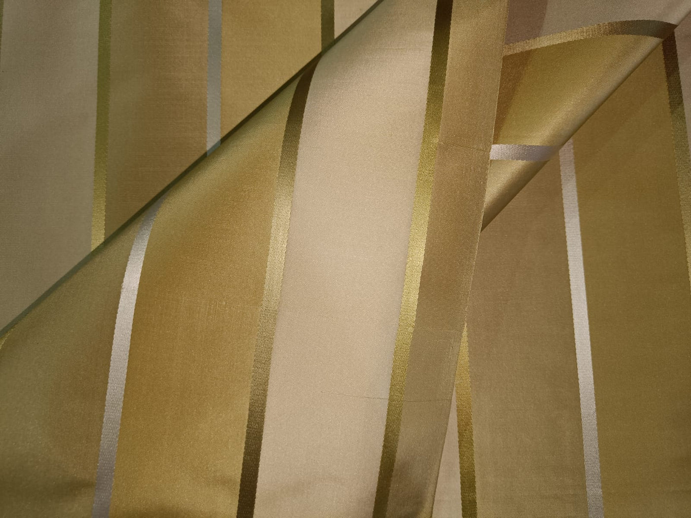100% Silk Taffeta Fabric shades of gold with satin stripes 54" TAFS63