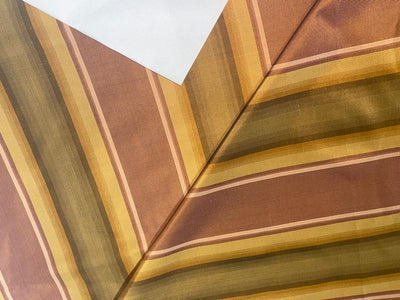 100% Silk taffeta stripes dark gold/rust colors 54" wide TAFS16