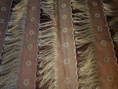 SILK ORGANZA JACQUARD FABRIC with stripes of flower motif and tassels available in 3 colors15369/70/71]