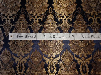 Silk Brocade fabric NAVY AND METALIC GOLDCOLOR  44" wide BRO897[5]