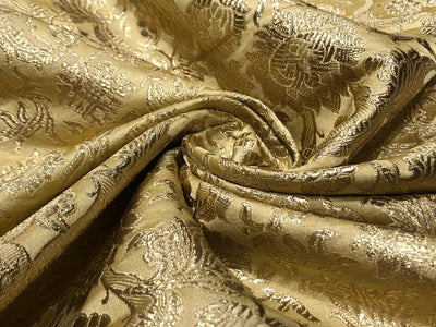 Silk Brocade fabric gold color with metallic gold jacquard 44" wide BRO931[5]