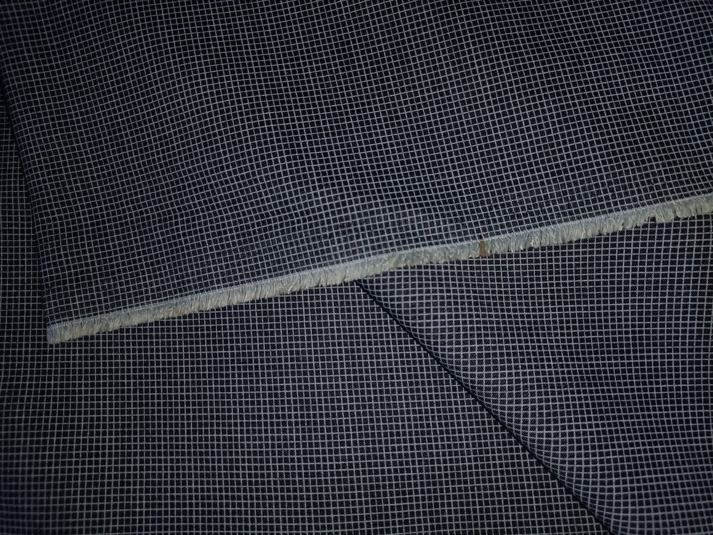 100% Cotton Denim Plaids Fabric 58" wide available in  [ NAVY PLAIDS / /CREAM PLAIDS/]