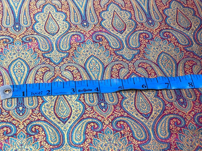 Silk Brocade fabric 44" wide paisley jacquard available in 3 colors pink and blue ,red and green and pastel pink and slate blue BRO1037