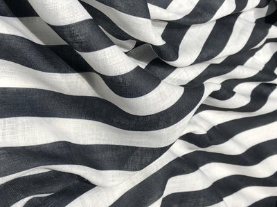 Linen  Cotton fabric black and white stripes 58" wide[17767]