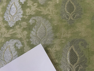 SILK ORGANZA JACQUARD FABRIC with METALLIC SILVER paisley  44" available in 2 colors [lavender and green]