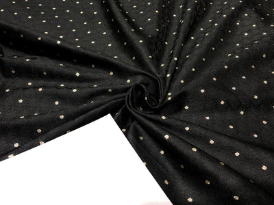 Silk Brocade fabric  self jacquard with subtle white gold metallic dots jacquard available in 2 colors black and pink BRO1012[4/5]