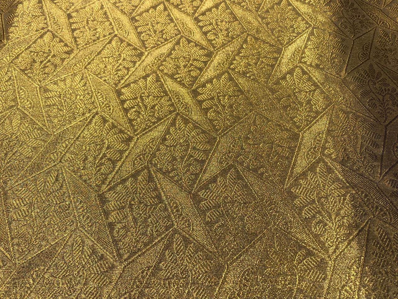 Brocade Tissue fabric  metallic gold color all over self jacquard 44" wide available in 2 different patters geometric floral motif and all over floral BRO1030[1/3]