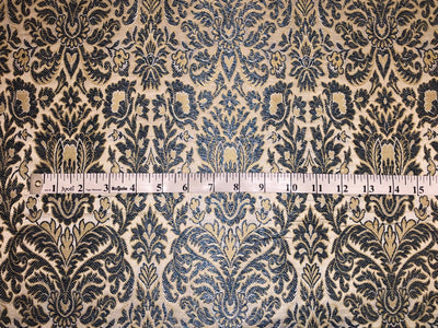 Silk Brocade fabric ivory with teal   floral  jacquard BRO1005[3]
