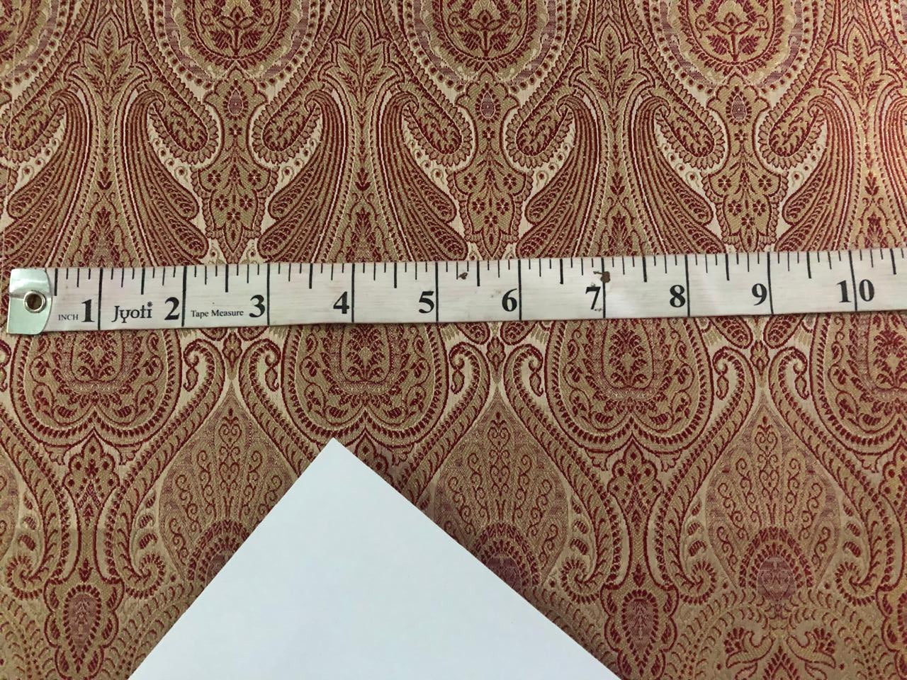 Silk Brocade fabric burgandy and  gold jacquard  BRO1005[5]