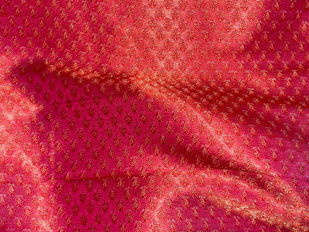 Silk Brocade fabric pink ,orange and metallic gold color 44" wide BRO376[6]