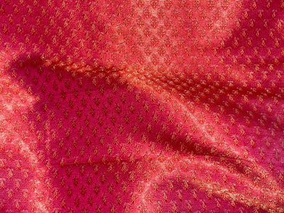 Silk Brocade fabric pink ,orange and metallic gold color 44" wide BRO376[6]