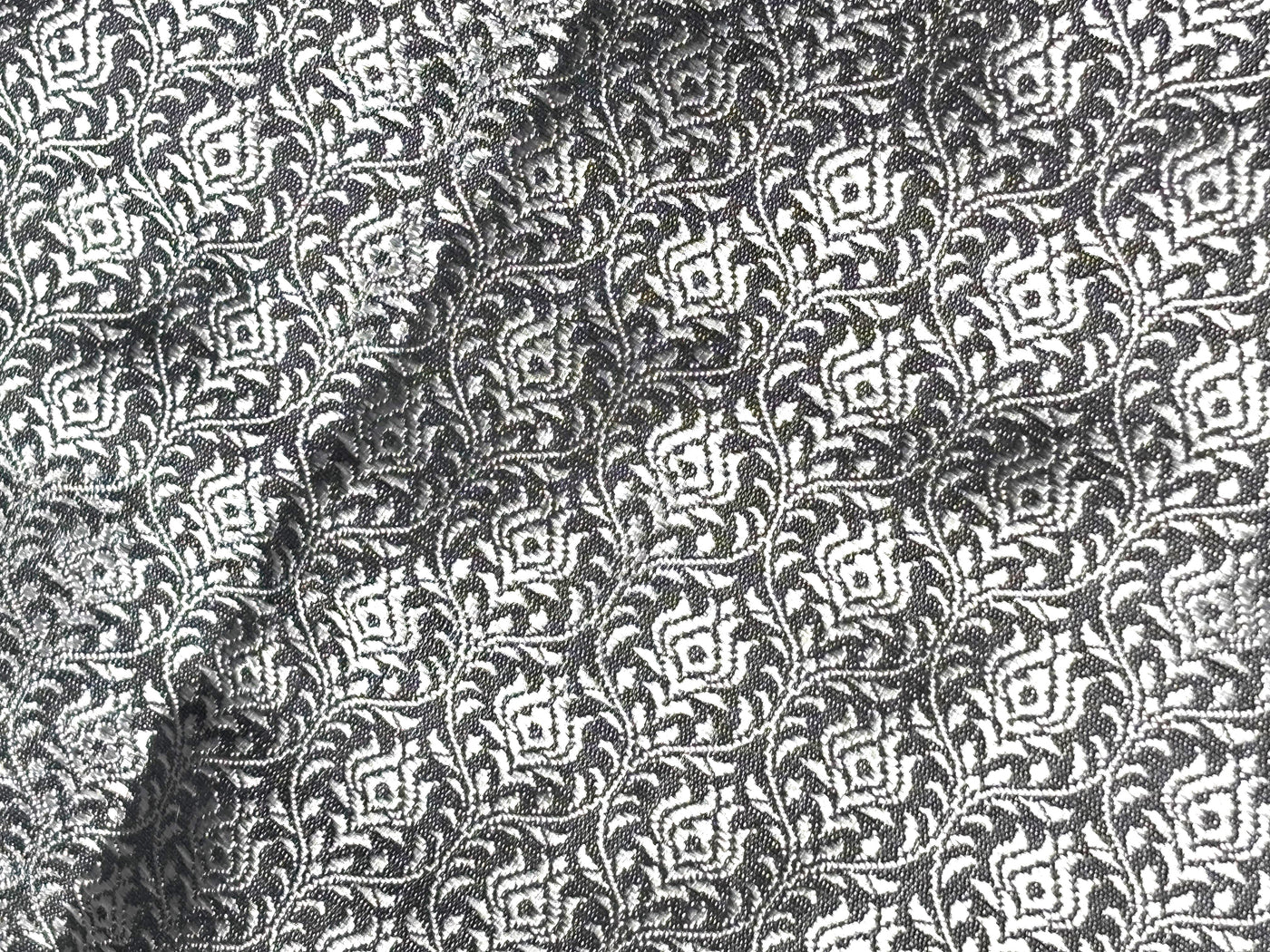 Brocade Fabric Grey with silver all over motif Jacquard 44" BRO1028[1]