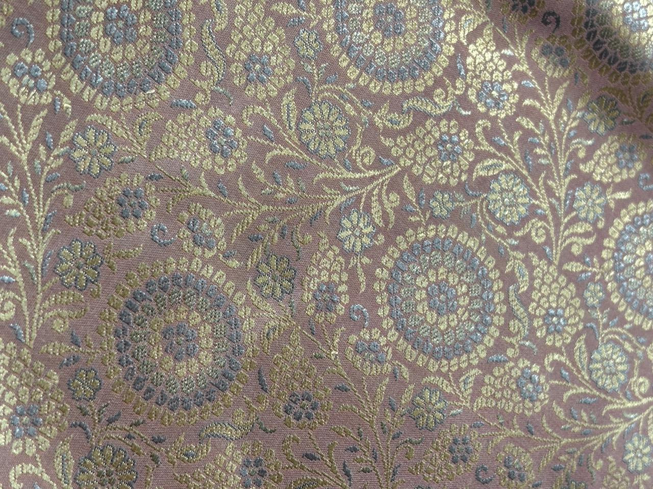 Silk Brocade fabric 44"dusty lavender with subtle gold  jacquard  BRO1064[4]