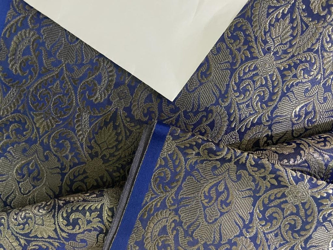 Silk Brocade Fabric Blue X Silver Color 44" Wide BRO548[5]