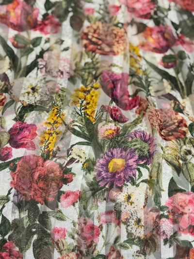 Georgette Art Silk With Satin Stripes Floral [16865]