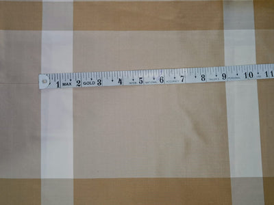 Silk Taffeta fabric Caramel Ivory colour Plaids 54" wide TAFC11[3]