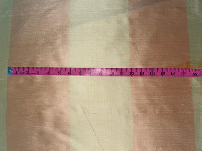 Silk Dupioni Fabric Peach X DARK Cream Color Stripes 108"/54" WIDE DUPS57[2]