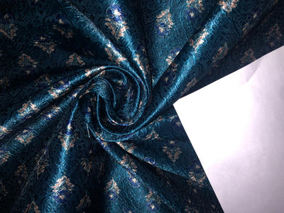 Silk Brocade fabric kingfisher blue with very subtle sequence 58" wide Jacquard BRO913[5]