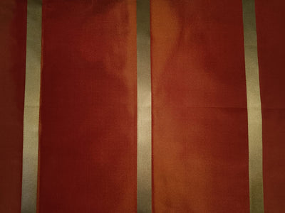 100% Silk Taffeta Fabric Orange x Gold /w Gold satin stripe 54" wide Taf#S84[1]