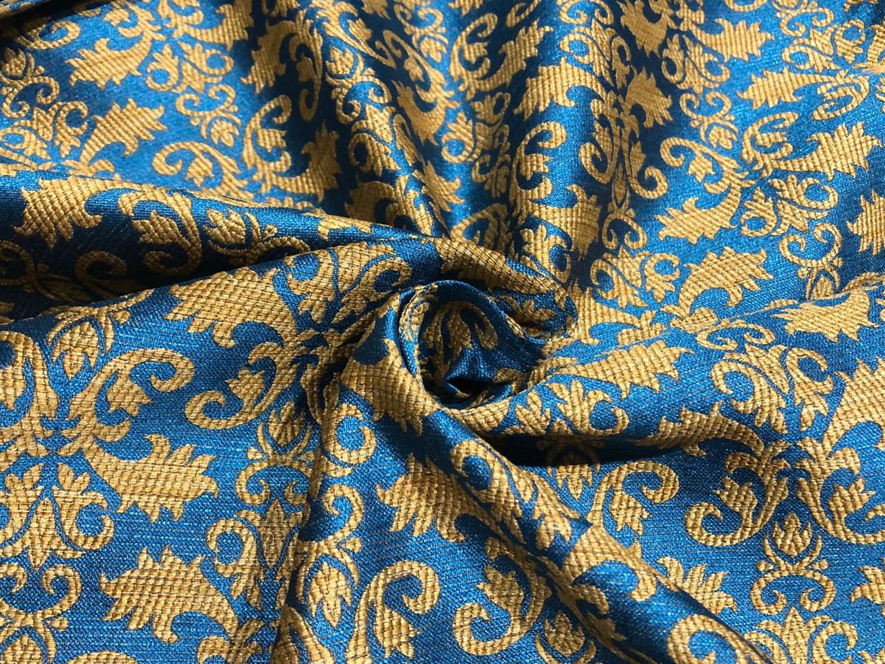 Brocade Fabric all over jacquard in a subtle gold available in 2 colors turquoise and royal blue [BRO421[1/2]