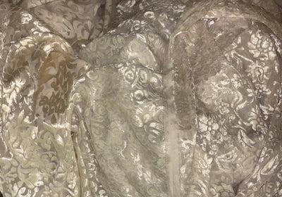 White Devore Viscose Burnout Velvet fabric ~ 44" wide available in 3 designs floral vines, abstract rose and floral [18291/92/93]