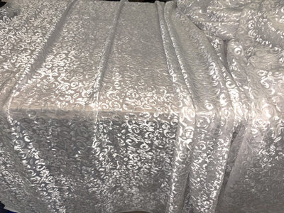White Devore Viscose Burnout Velvet fabric ~ 44" wide available in 3 designs floral vines, abstract rose and floral [18291/92/93]
