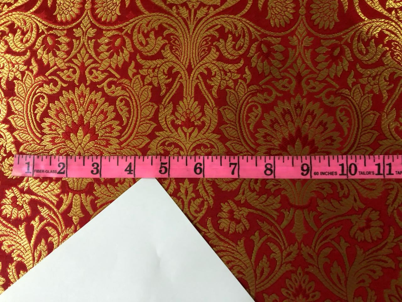 Silk Brocade fabric 44" wide available in Dark red and red Floral Jacquard BRO909[4/5]