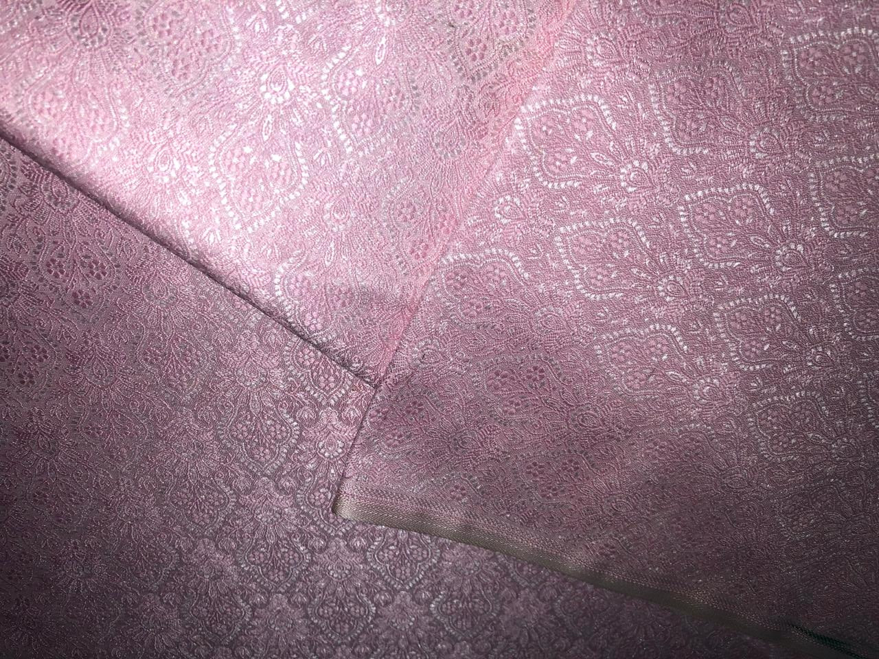 Silk Brocade fabric 44" wide SELF JACQUARD  available in 2 colors pink and white ivory BRO956[4/6]