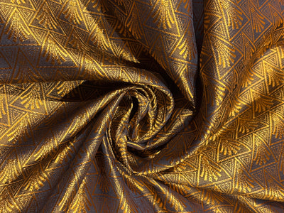 Brocade Fabric Golden Brown triangles with abstract motif Jacquard  44" BRO1029[4]