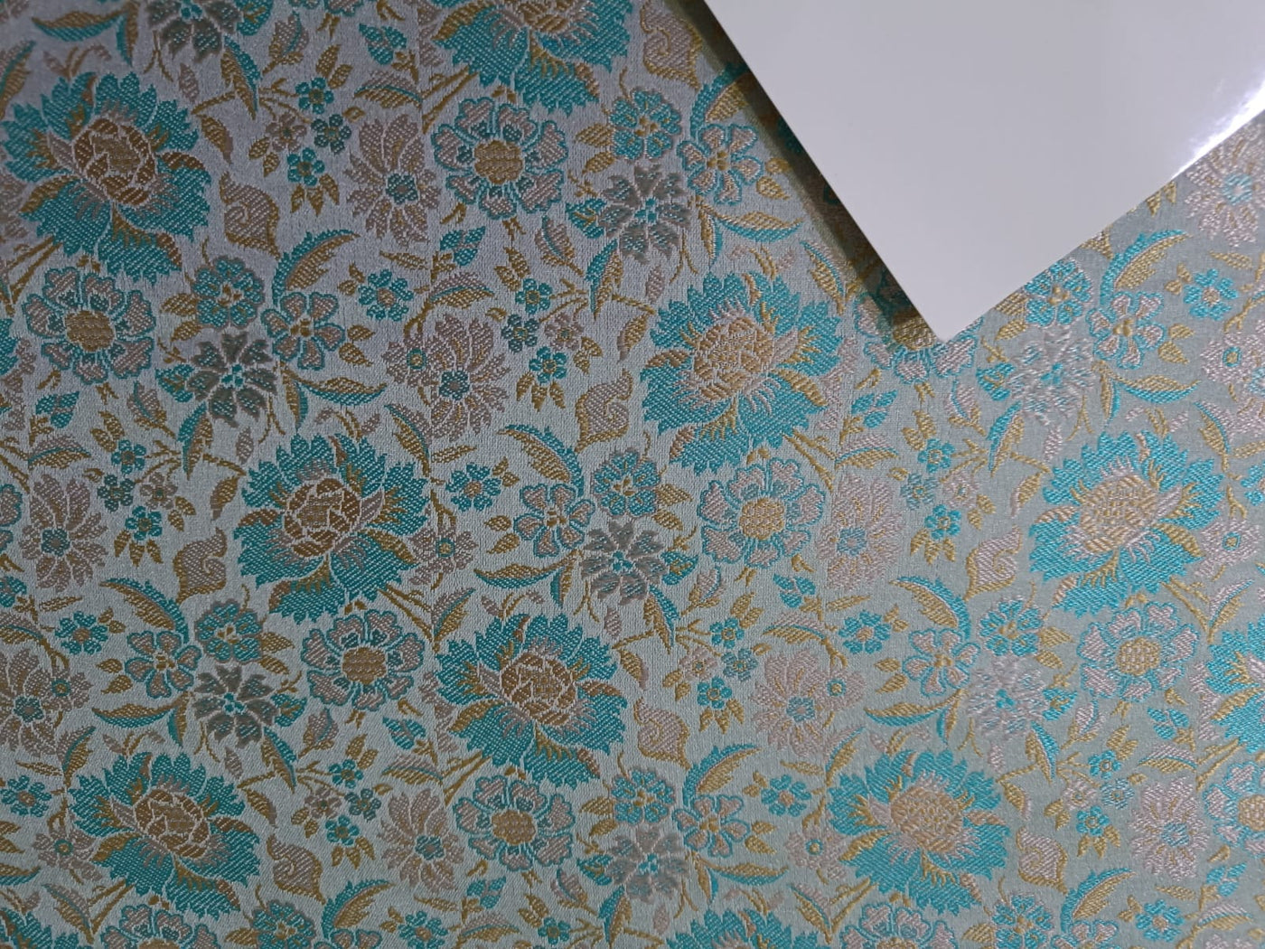 Silk Brocade fabric Blue Floral Jacquard color 44" wide BRO895[1]