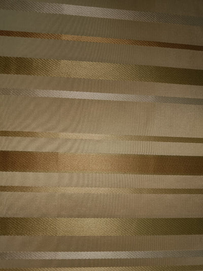 100% silk taffeta satin stripe shades of gold  TAFS72[5]