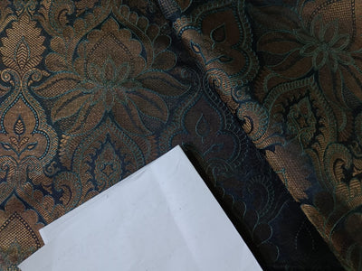 Silk Brocade fabric black x metallic copper 44" wide BRO248[5]