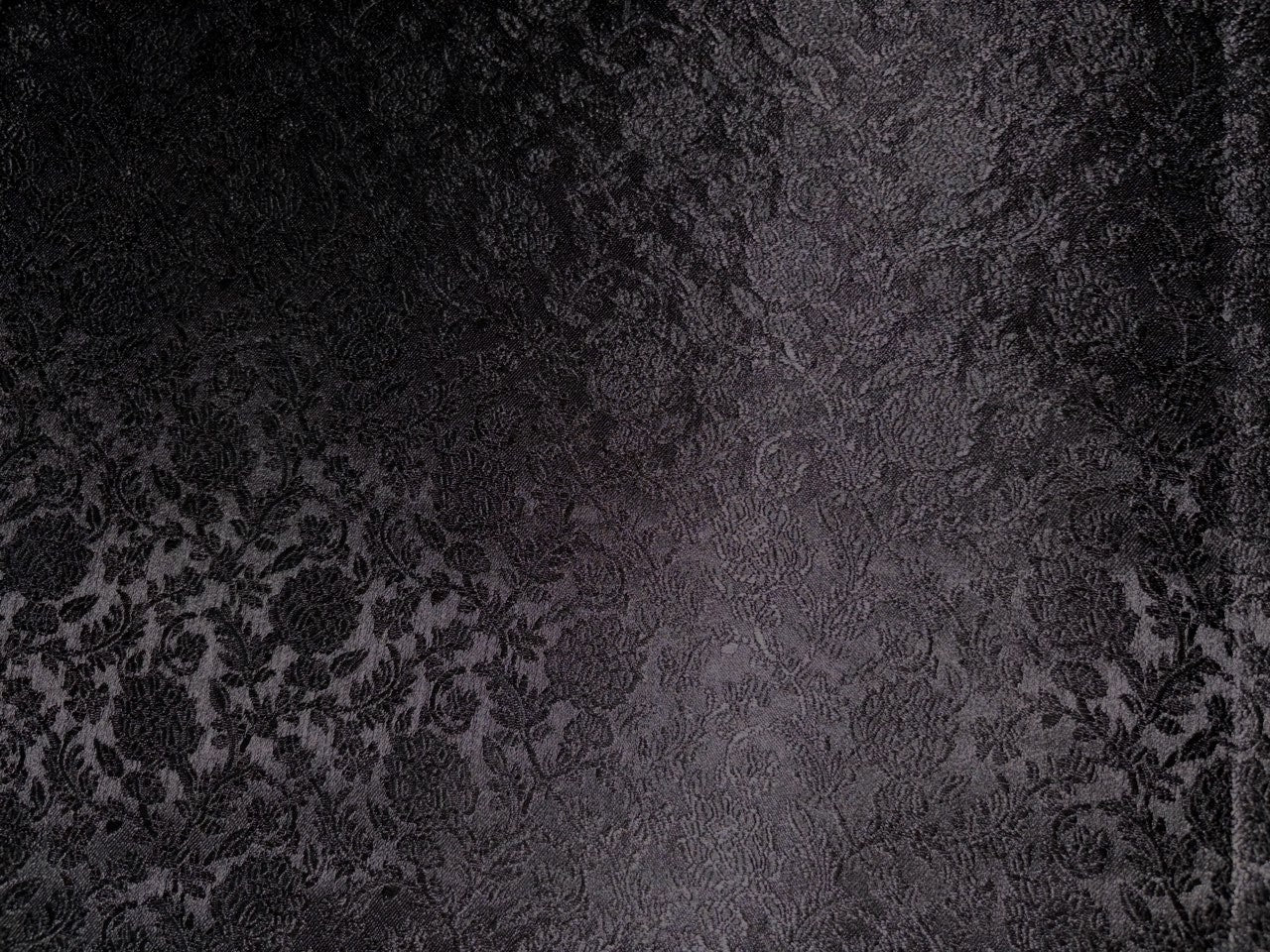 Silk Brocade fabric 56" jet black with self  floral jacquard BRO1057[1]