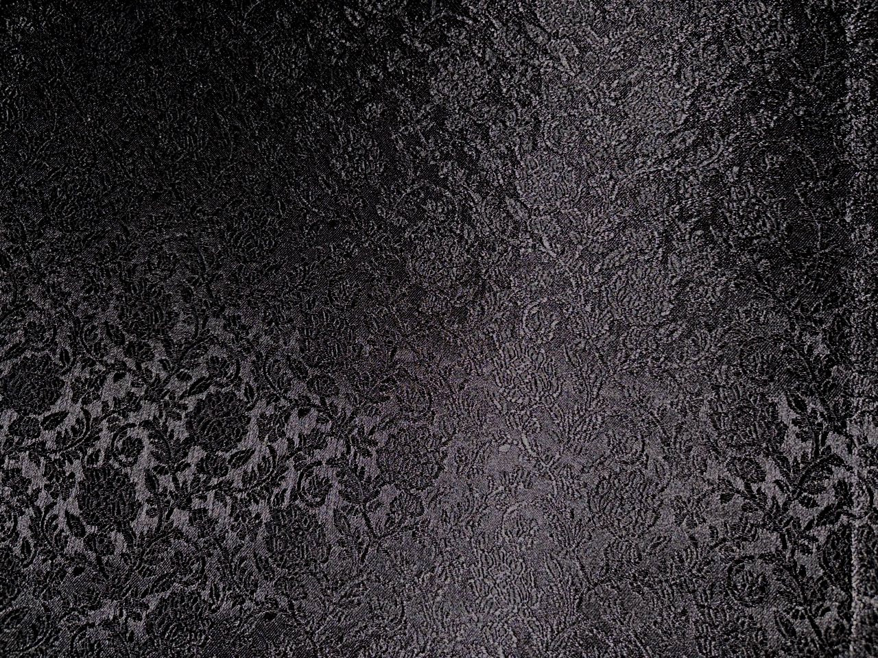 Silk Brocade fabric 56" jet black with self  floral jacquard BRO1057[1]