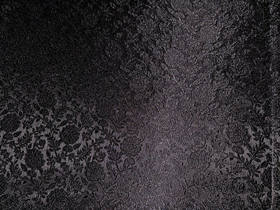 Silk Brocade fabric 56" jet black with self  floral jacquard BRO1057[1]