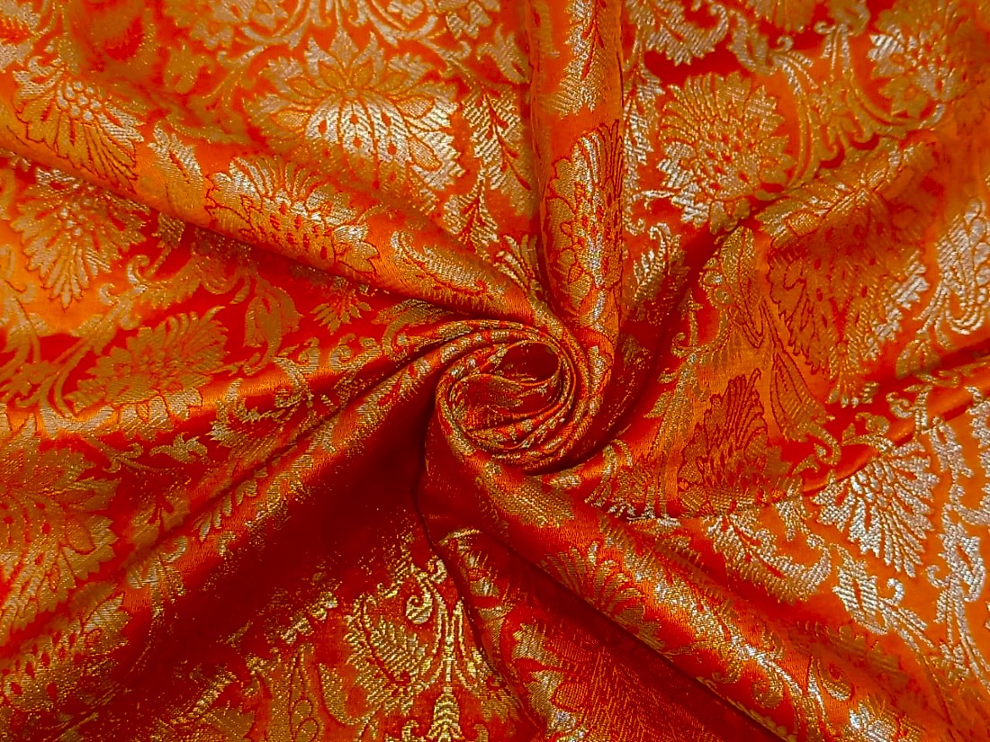 Brocade jacquard fabric 44" wide BRO832 available in 5 colors mango,orange,biscuit beige,pink and dusty orange