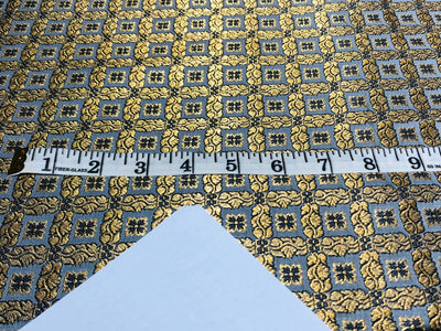 Silk Brocade fabric with metallic gold jacquard 44" wide GREY AND BLACK FLORAL PLAIDS BRO945[6]